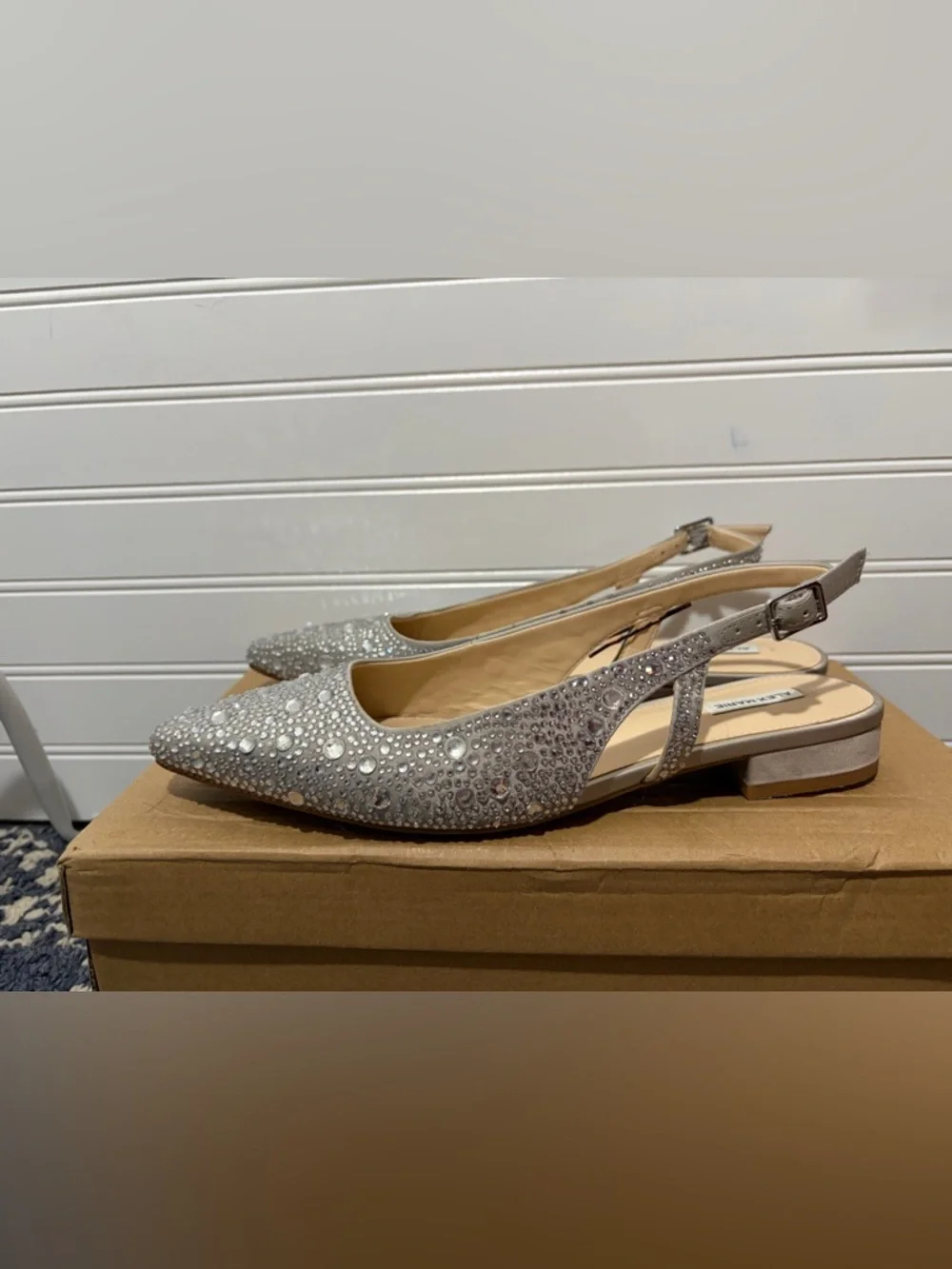 Alex Marie Silver Crystal-Embellished Pointed Slingback Flats - Picture 3 of 8